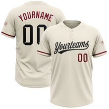 Load image into Gallery viewer, Custom Cream Black-Crimson Two-Button Unisex Softball Jersey
