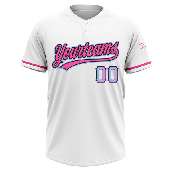 Cheap Custom Black Pink-White Two-Button Unisex Softball Jersey