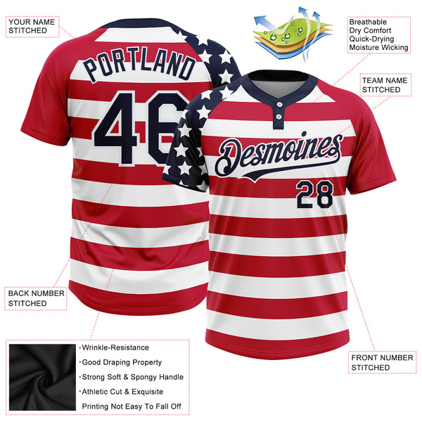 Cheap Custom White Navy-Red 3D American Flag Fashion Two-Button Unisex Softball  Jersey Free Shipping – CustomJerseysPro