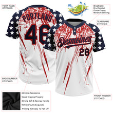 Laden Sie das Bild in den Galerie-Viewer, Custom White Navy-Red 3D American Flag Fashion Two-Button Unisex Softball Jersey
