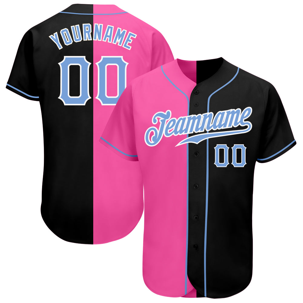 Cheap Custom Pink Light Blue-White Authentic Split Fashion Baseball Jersey  Free Shipping – CustomJerseysPro