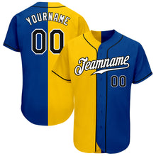 Load image into Gallery viewer, Custom Royal Black-Yellow Authentic Split Fashion Baseball Jersey
