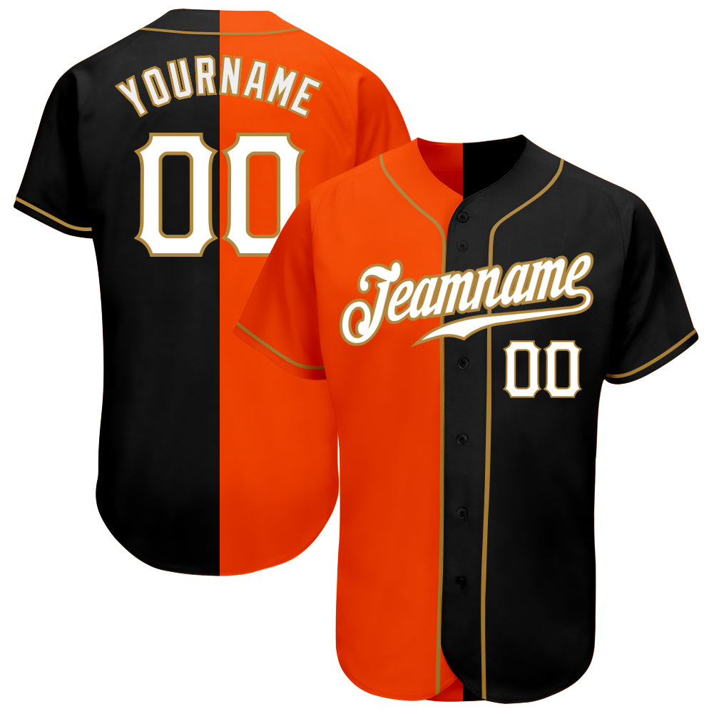 Cheap Custom Black White-Orange Authentic Split Fashion Baseball Jersey  Free Shipping – CustomJerseysPro