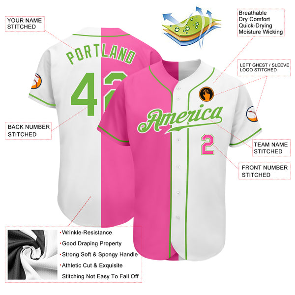 Cheap Custom Pink Light Blue-White Authentic Split Fashion Baseball Jersey  Free Shipping – CustomJerseysPro