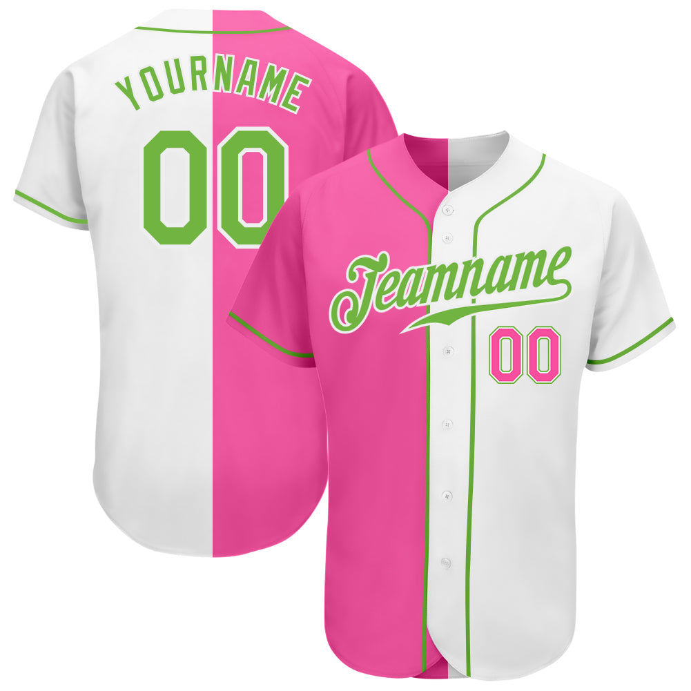 Custom Black Neon Green-Pink Authentic Split Fashion Baseball Jersey  Discount