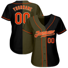 Laden Sie das Bild in den Galerie-Viewer, Custom Black Orange Olive-Cream Authentic Split Fashion Baseball Jersey
