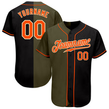 Laden Sie das Bild in den Galerie-Viewer, Custom Black Orange Olive-Cream Authentic Split Fashion Baseball Jersey
