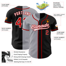 Load image into Gallery viewer, Custom Black Red-Gray Authentic Split Fashion Baseball Jersey
