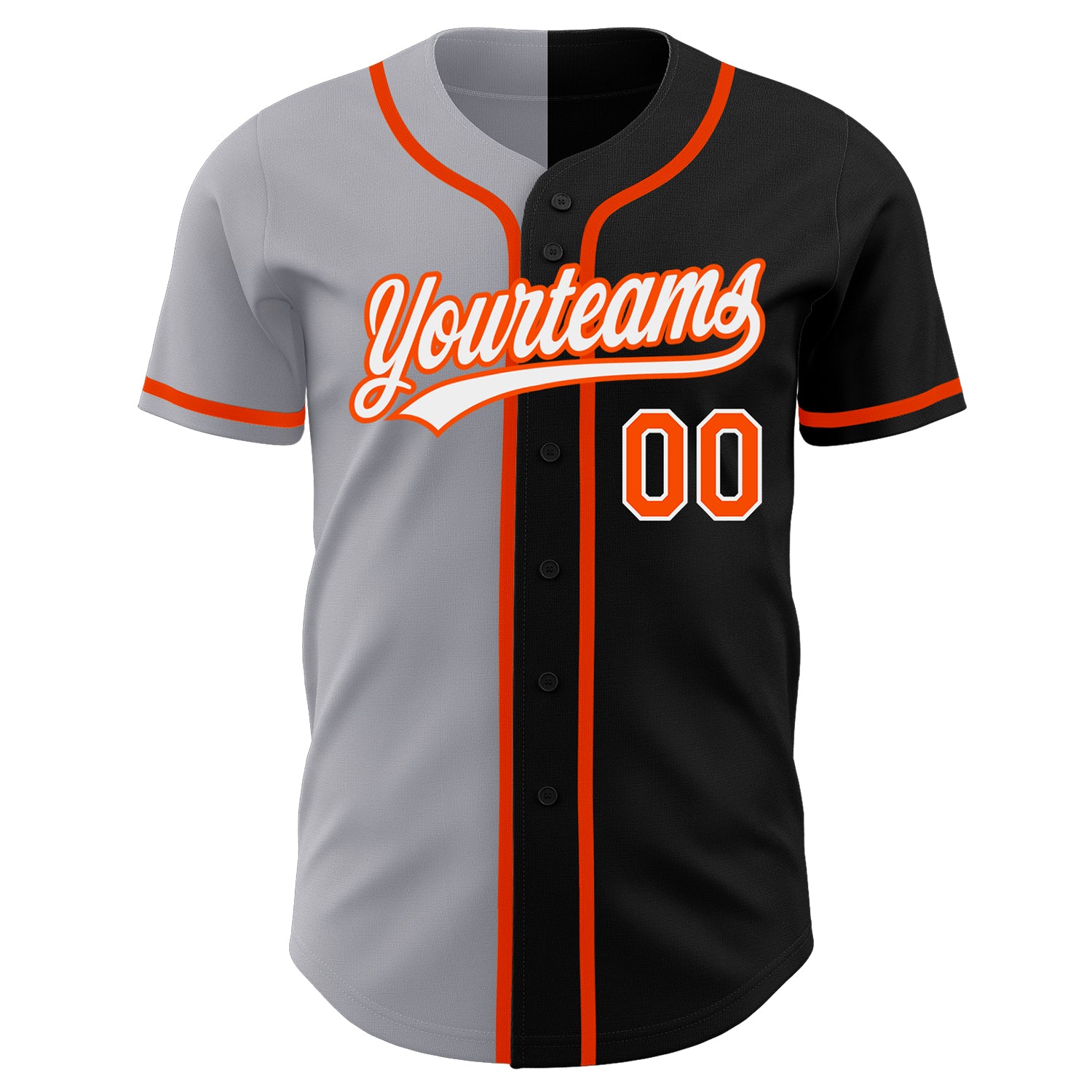 Custom Black Orange-White Authentic Split Fashion Baseball Jersey