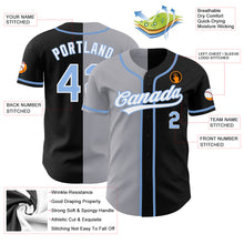 Загрузить изображение в средство просмотра галереи, Custom Black Light Blue-Gray Authentic Split Fashion Baseball Jersey
