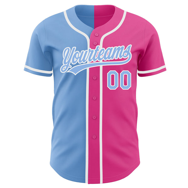 Custom Black Pink-Aqua Authentic Split Fashion Baseball Jersey Discount