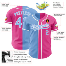 Charger l&#39;image dans la galerie, Custom Pink Light Blue-White Authentic Split Fashion Baseball Jersey
