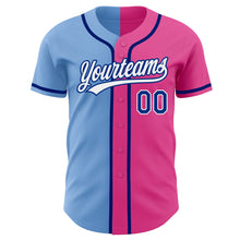 Загрузить изображение в средство просмотра галереи, Custom Pink Royal-Light Blue Authentic Split Fashion Baseball Jersey
