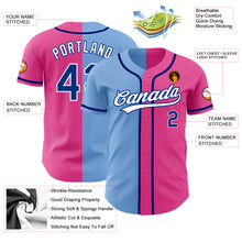 Загрузить изображение в средство просмотра галереи, Custom Pink Royal-Light Blue Authentic Split Fashion Baseball Jersey
