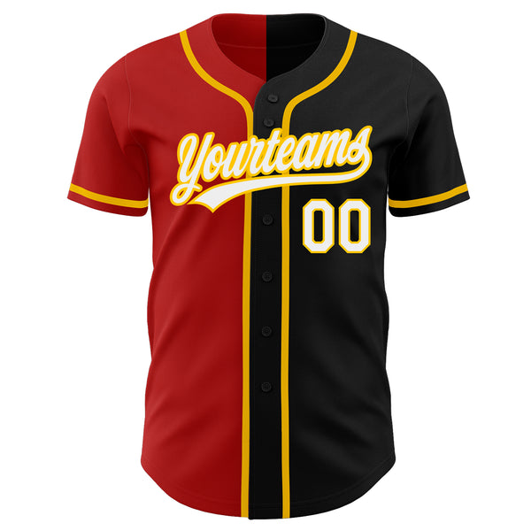 Cheap Custom Black White Red-Gold Authentic Split Fashion Baseball Jersey  Free Shipping – CustomJerseysPro