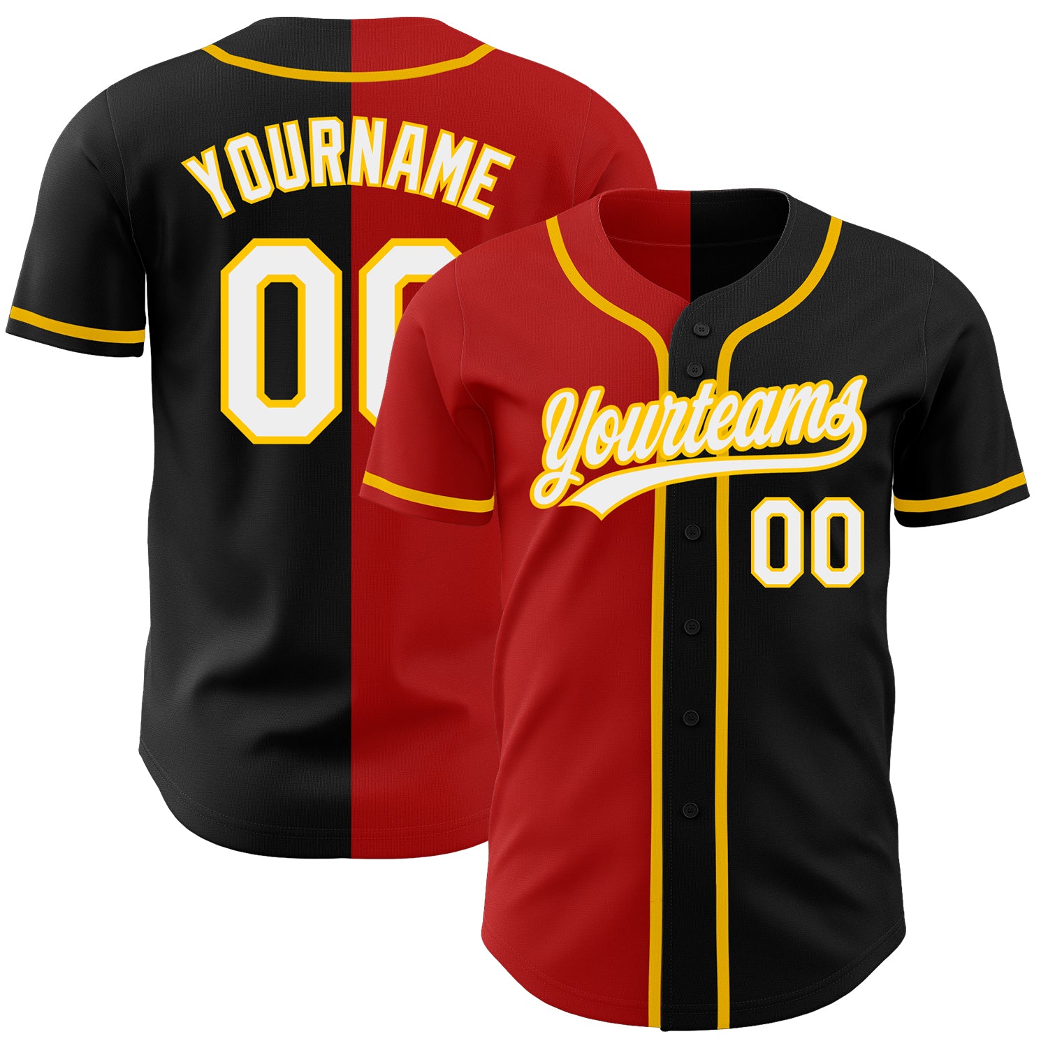 Custom Old Gold Red-Black Authentic Drift Fashion Baseball Jersey