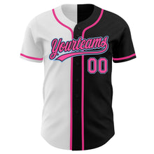 Load image into Gallery viewer, Custom Black Pink White-Light Blue Authentic Split Fashion Baseball Jersey
