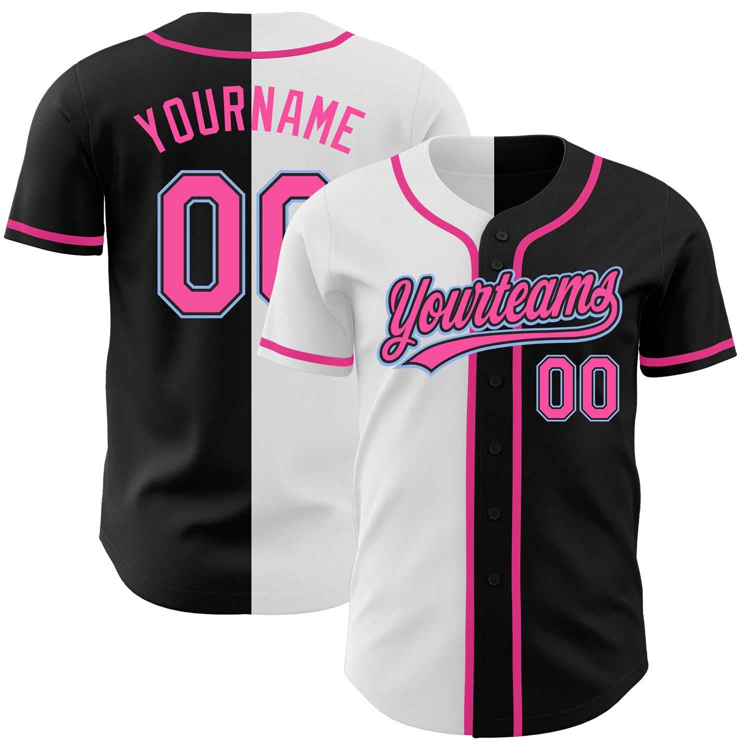 Custom Aqua Neon Pink-Black Authentic Gradient Fashion Baseball