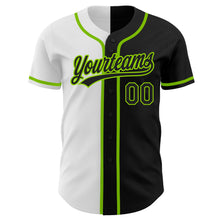 Загрузить изображение в средство просмотра галереи, Custom Black Black White-Neon Green Authentic Split Fashion Baseball Jersey
