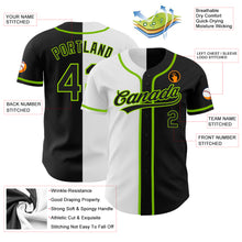 Загрузить изображение в средство просмотра галереи, Custom Black Black White-Neon Green Authentic Split Fashion Baseball Jersey
