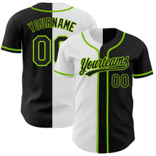 Загрузить изображение в средство просмотра галереи, Custom Black Black White-Neon Green Authentic Split Fashion Baseball Jersey
