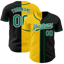 Laden Sie das Bild in den Galerie-Viewer, Custom Black Kelly Green-Yellow Authentic Split Fashion Baseball Jersey
