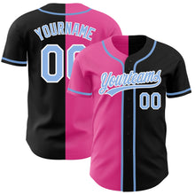 Laden Sie das Bild in den Galerie-Viewer, Custom Black Light Blue-Pink Authentic Split Fashion Baseball Jersey
