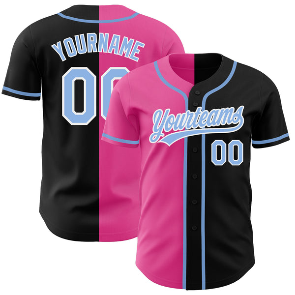 Custom Pink Dark Blue Light Blue Split Fashion Baseball Jerseys For Men  & Women