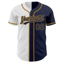 Charger l&#39;image dans la galerie, Custom Navy Navy White-Old Gold Authentic Split Fashion Baseball Jersey
