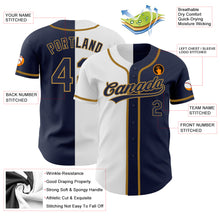 Charger l&#39;image dans la galerie, Custom Navy Navy White-Old Gold Authentic Split Fashion Baseball Jersey
