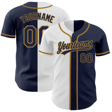 Charger l&#39;image dans la galerie, Custom Navy Navy White-Old Gold Authentic Split Fashion Baseball Jersey
