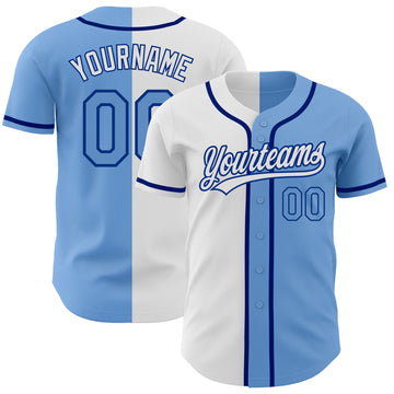 Custom Light Blue Navy White Split Fashion Baseball Jerseys For Men & in  2023