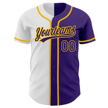 Laden Sie das Bild in den Galerie-Viewer, Custom Purple Purple White-Gold Authentic Split Fashion Baseball Jersey
