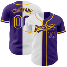 Laden Sie das Bild in den Galerie-Viewer, Custom Purple Purple White-Gold Authentic Split Fashion Baseball Jersey
