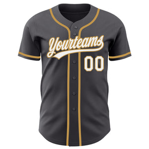 Custom Steel Gray White-Old Gold Authentic Baseball Jersey