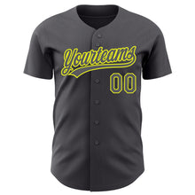 Laden Sie das Bild in den Galerie-Viewer, Custom Steel Gray Neon Yellow Authentic Baseball Jersey
