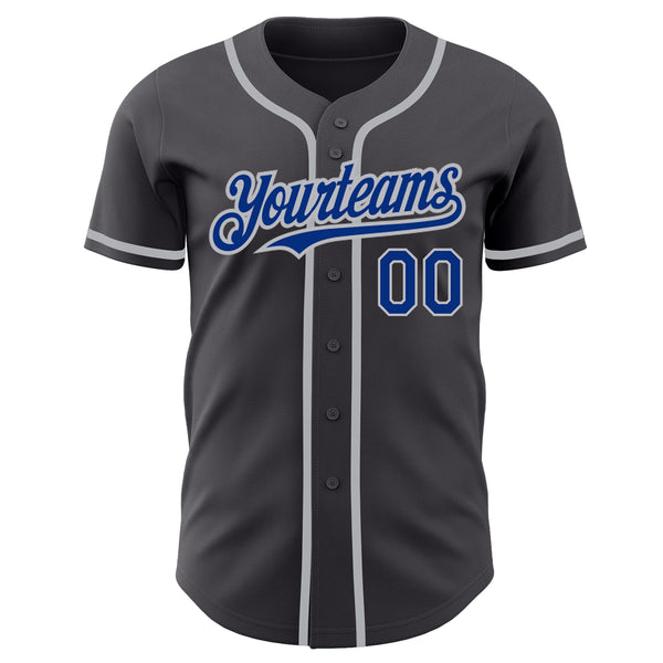 Cheap Custom Gray Royal Authentic Baseball Jersey Free Shipping