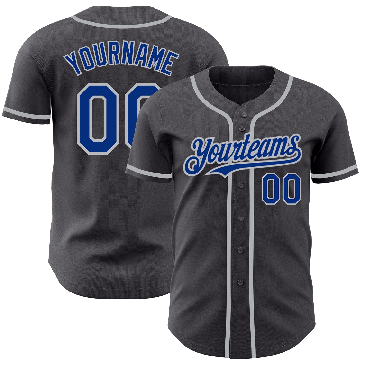 Cheap Custom Gray Royal Authentic Baseball Jersey Free Shipping