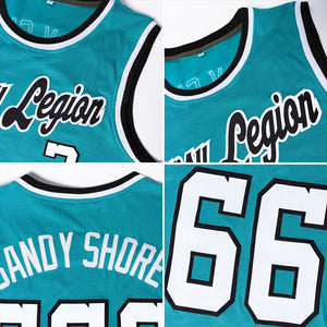 Custom Teal Red-Black Authentic Throwback Basketball Jersey