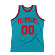 Laden Sie das Bild in den Galerie-Viewer, Custom Teal Red-Black Authentic Throwback Basketball Jersey
