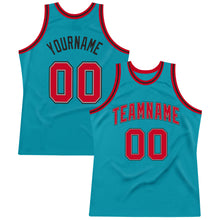 Laden Sie das Bild in den Galerie-Viewer, Custom Teal Red-Black Authentic Throwback Basketball Jersey
