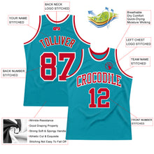 Laden Sie das Bild in den Galerie-Viewer, Custom Teal Red-White Authentic Throwback Basketball Jersey
