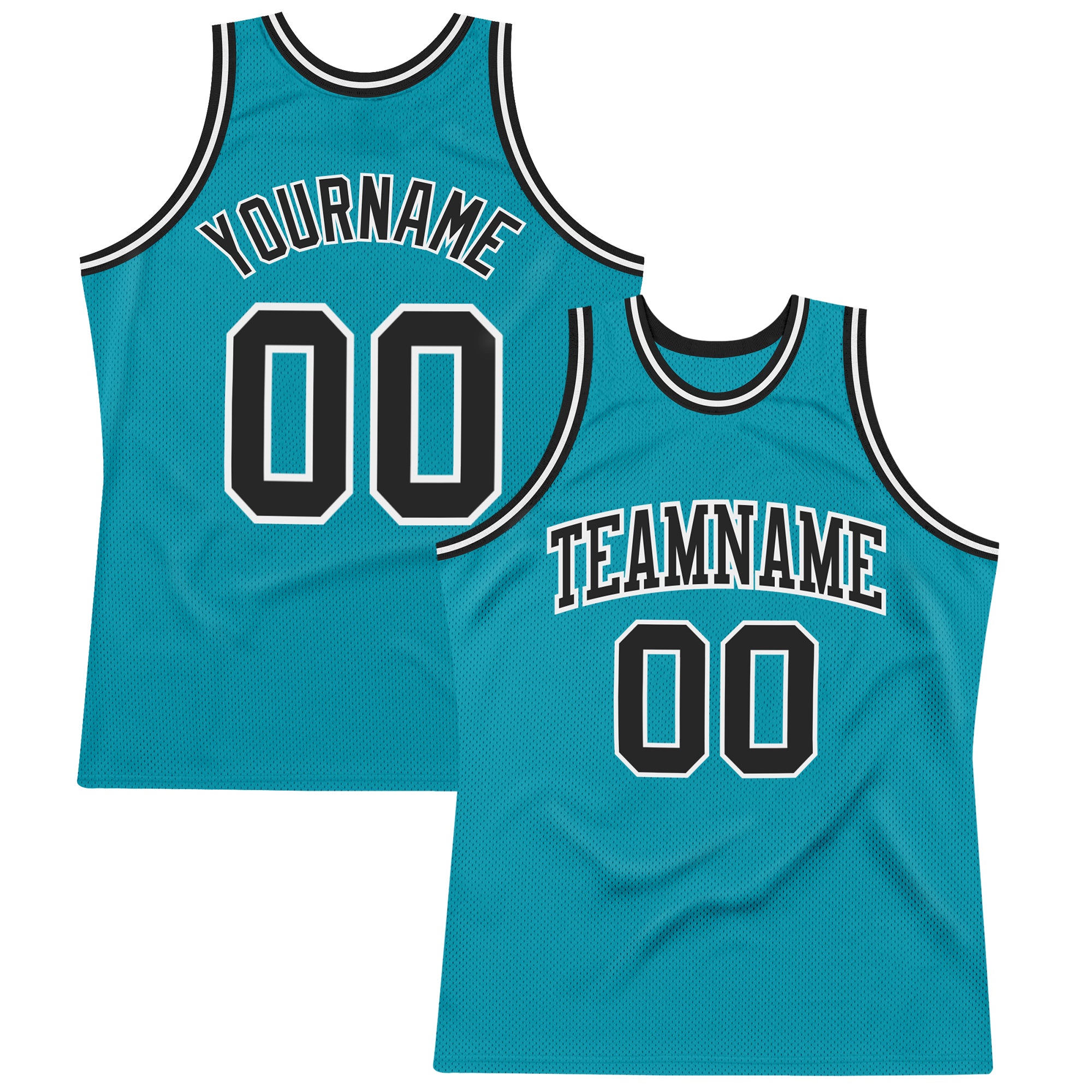 Cheap Custom Teal Black White Authentic Throwback Basketball Jersey Free Shipping CustomJerseysPro