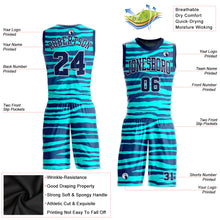 Laden Sie das Bild in den Galerie-Viewer, Custom Teal Navy-White Round Neck Sublimation Basketball Suit Jersey
