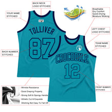 Laden Sie das Bild in den Galerie-Viewer, Custom Teal Teal-Navy Authentic Throwback Basketball Jersey
