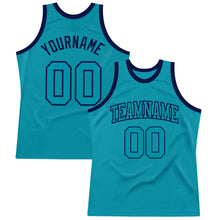 Laden Sie das Bild in den Galerie-Viewer, Custom Teal Teal-Navy Authentic Throwback Basketball Jersey
