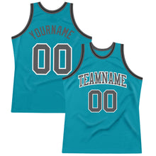 Laden Sie das Bild in den Galerie-Viewer, Custom Teal Steel Gray-Black Authentic Throwback Basketball Jersey
