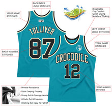 Laden Sie das Bild in den Galerie-Viewer, Custom Teal Black-Cream Authentic Throwback Basketball Jersey
