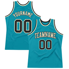 Laden Sie das Bild in den Galerie-Viewer, Custom Teal Black-Cream Authentic Throwback Basketball Jersey
