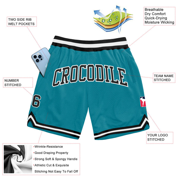 Cheap Custom Teal Black-White Authentic Throwback